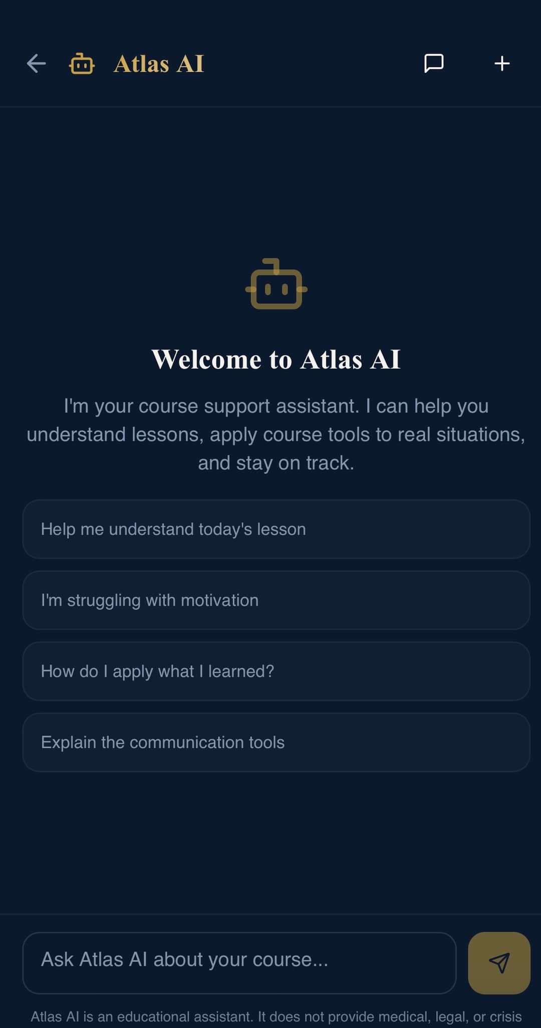 Full Circle Courses Atlas Support providing 24/7 structured guidance aligned to the participant's court-ordered course